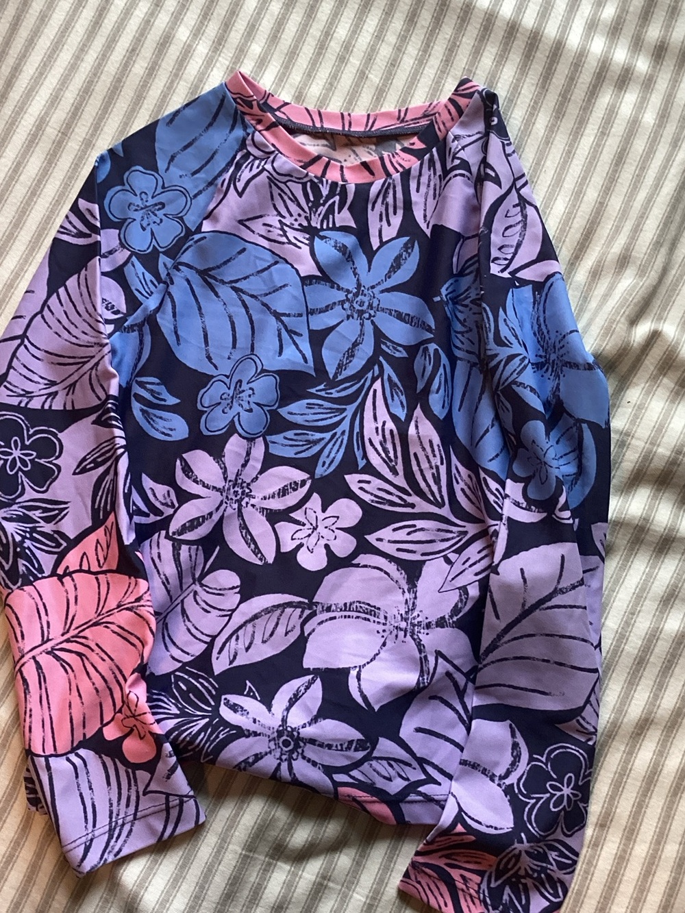 GAP Girls Floral Long-Sleeve Rashguard - Pink, Purple & Blue